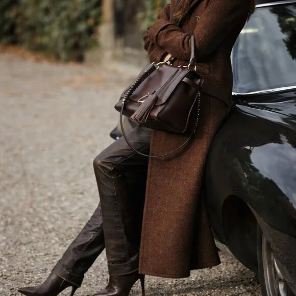 NWT Premium Quality Wool Blend Trendy Brown Open Coat With Oversized Pockets - Picture 4 of 13